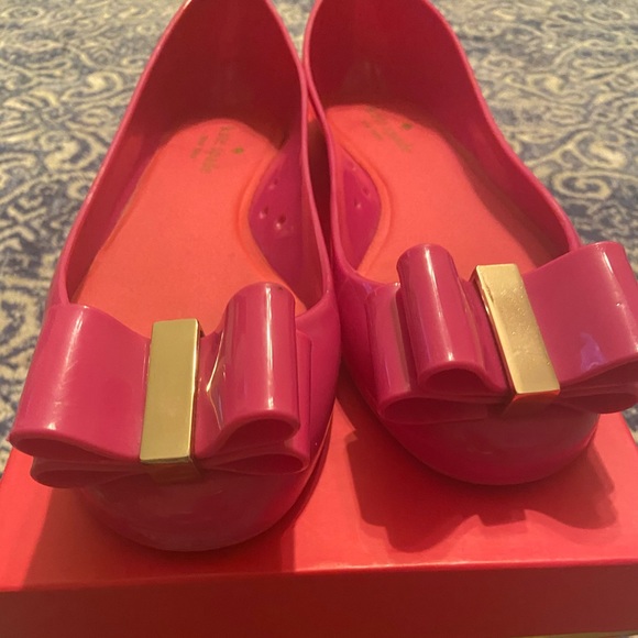 Kate Spade Hot Pink Bow Flats Sz 10 - Picture 1 of 4